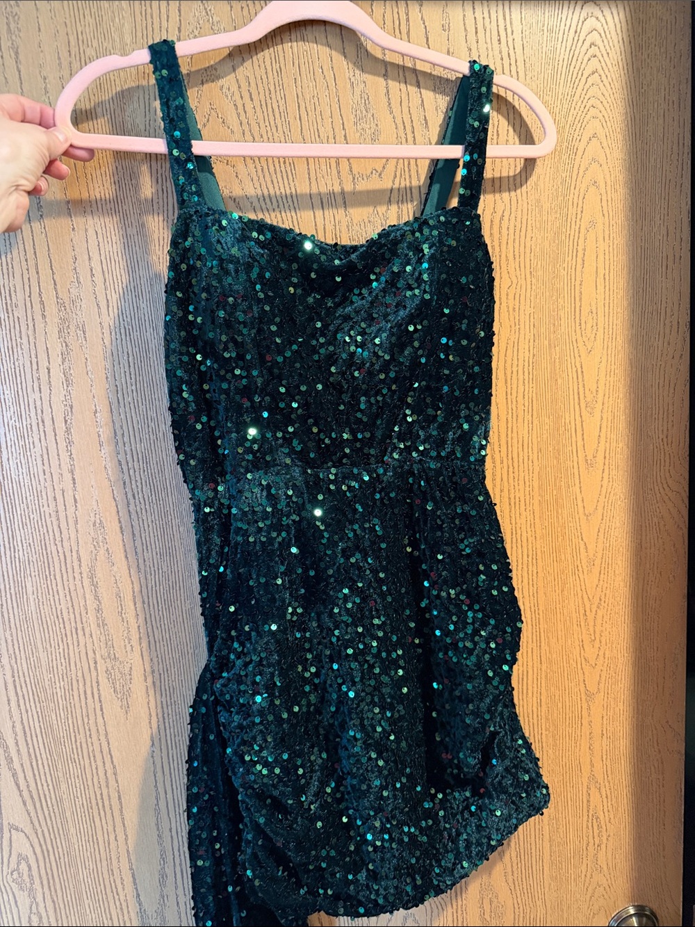 Dark Green Sequin Mini Dress